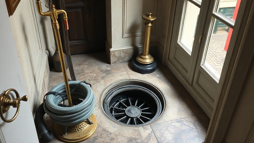 Débouchage d'une canalisation au furet électrique dans une cuisine d'appartement ancien à Versailles