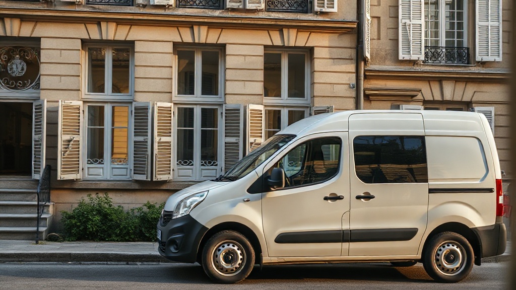 Véhicule d'intervention de plomberie chargé d'outillage, garé dans une rue de Versailles