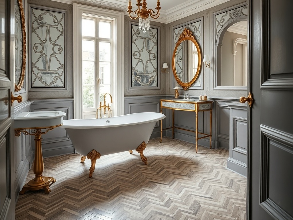 Salle de bains rénovée alliant équipements contemporains et caractère d'un appartement ancien